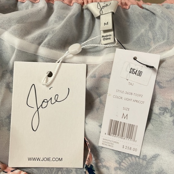 Joie (M) NWT can be worn on off off the shoulders. Lt. Apricot, pink, & blue. - Picture 5 of 5
